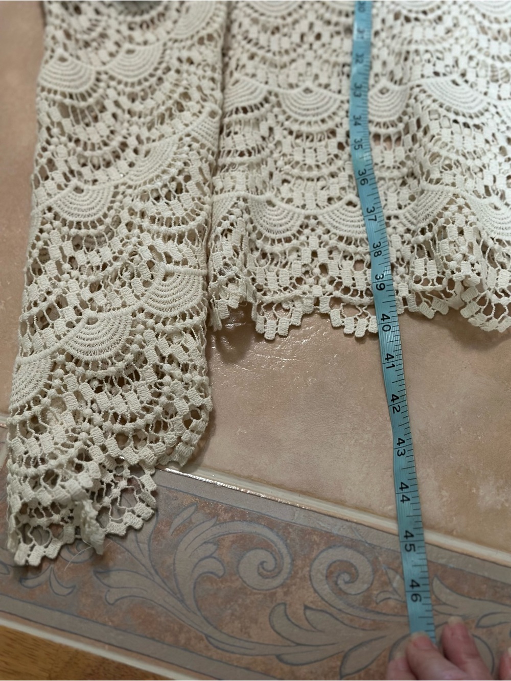 Celebrity Pink Light Blue Maxi Skirt with Cream Lace Hem - Picture 7 of 8